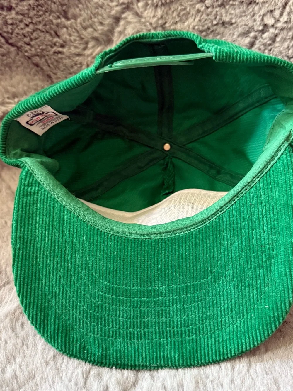 Vintage Gold Medal Salem Embroidered Green Corduroy Snap Back Hat